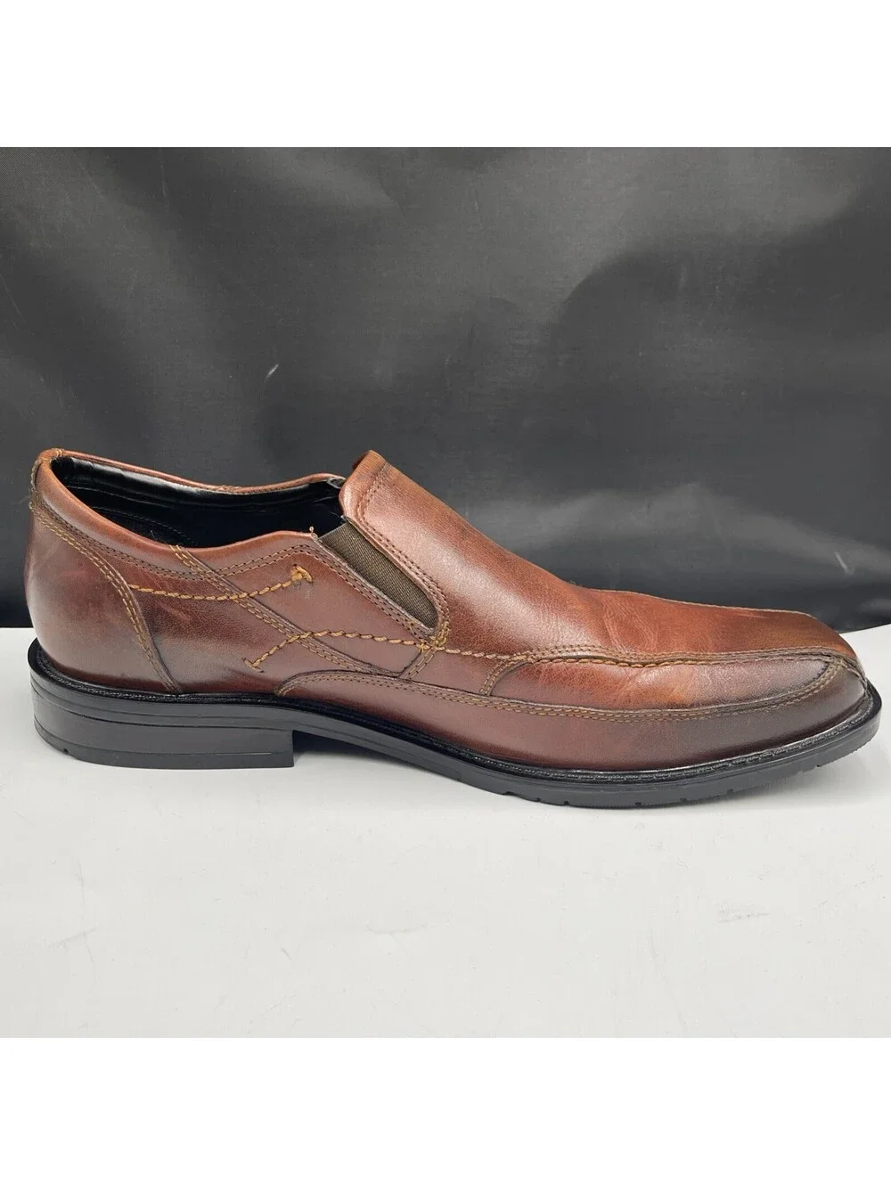 Nunn Bush Mens Brown Leather Slip On Loafers Comfort Gel Dress Shoes Size 10.5M